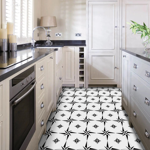 Removable Flooring Kitchen Tile, Decal Changing Table Tile Paste Wall Sticker for Home Removable Tile Sticker Eight-Pointed Star PVC, 5pcs