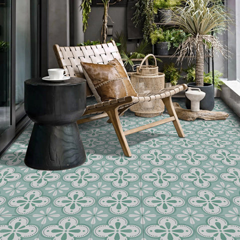 Fresh green, small flowers bloom art flooring