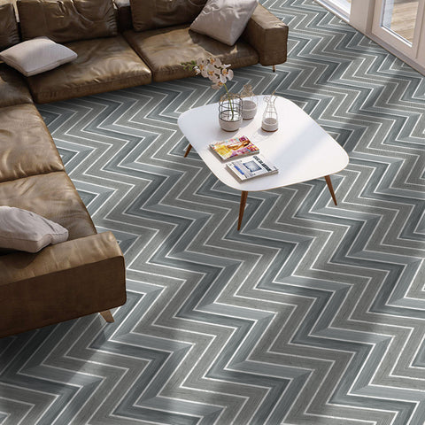 Herringbone Grey Wood Peel and Stick Vinyl Flooring for Living Room
