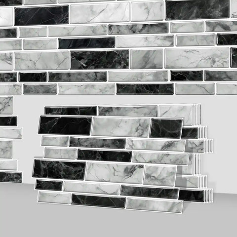 Special Shaped Marble Tile Sticker (Mixed Grey) 12pcs Peel And Stick Wallpaper Luxury and Elegant Style Wall Decor
