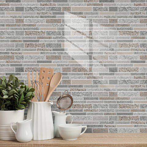 Grey White Modern Minimalist Wall Tile Shaped Stickers 12PCS