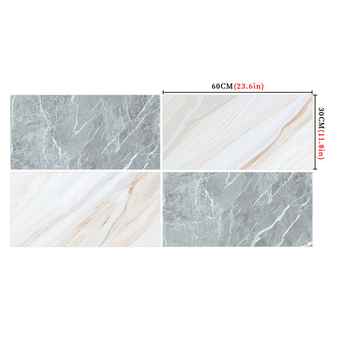 Grey and Beige Marble Floor Sticker Mirrored Mix Style Environmentally Friendly Easy Installation