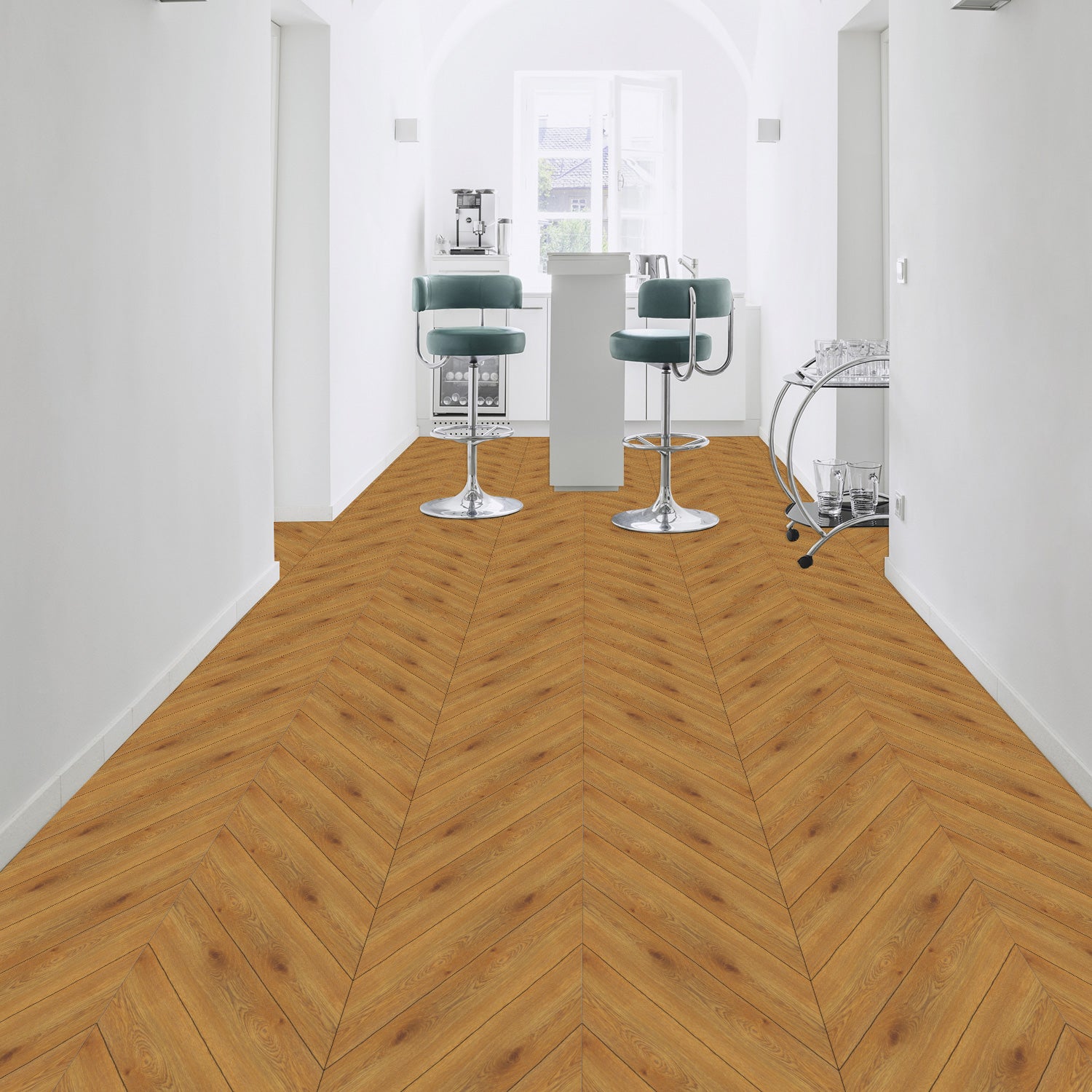 Natural Wood Floor Sticker for Corridors