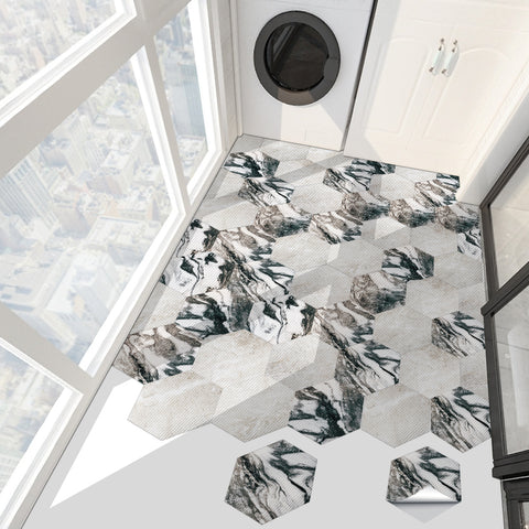 Hexagonal marble tiles: natural texture, visual charm