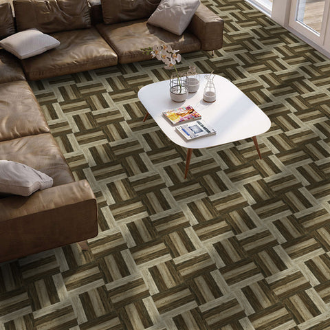 Natural Wood Grain Floor Waterproof Easy-Applied Stickers 5pcs