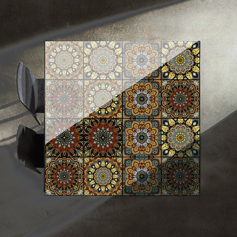 Retro brown and gold: the exotic style of tile stickers