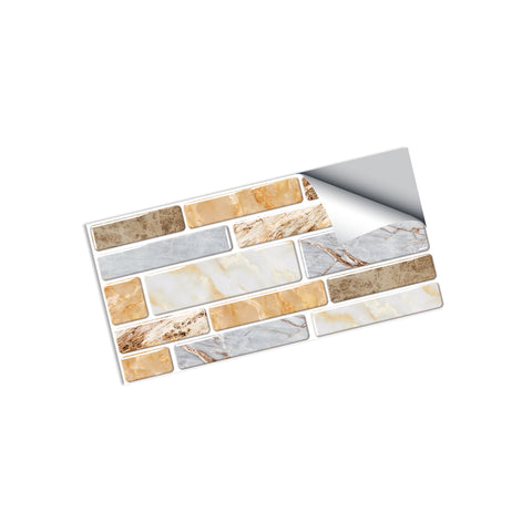 Beige and YellowSplicing Marble Texture Floor Stickers Peel and Stick