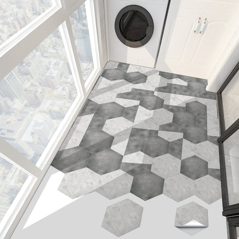 Simple gray and white hexagonal tiles: creative fashion, personality charm