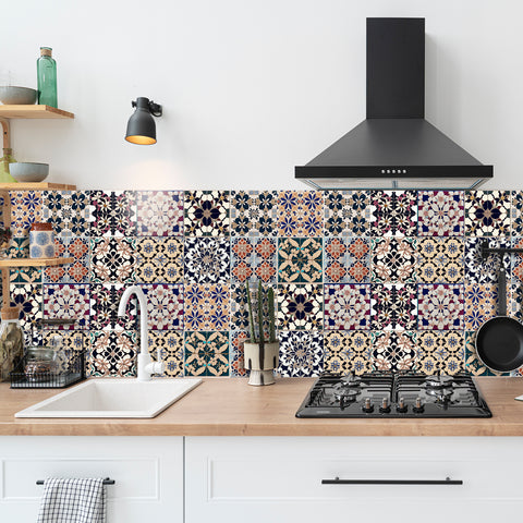 Retro floral tile stickers, injecting artistic atmosphere into the space