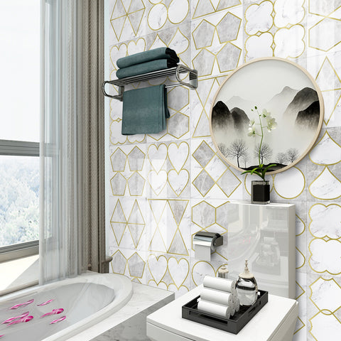 The golden and white tone of the tile sticker is noble and elegant