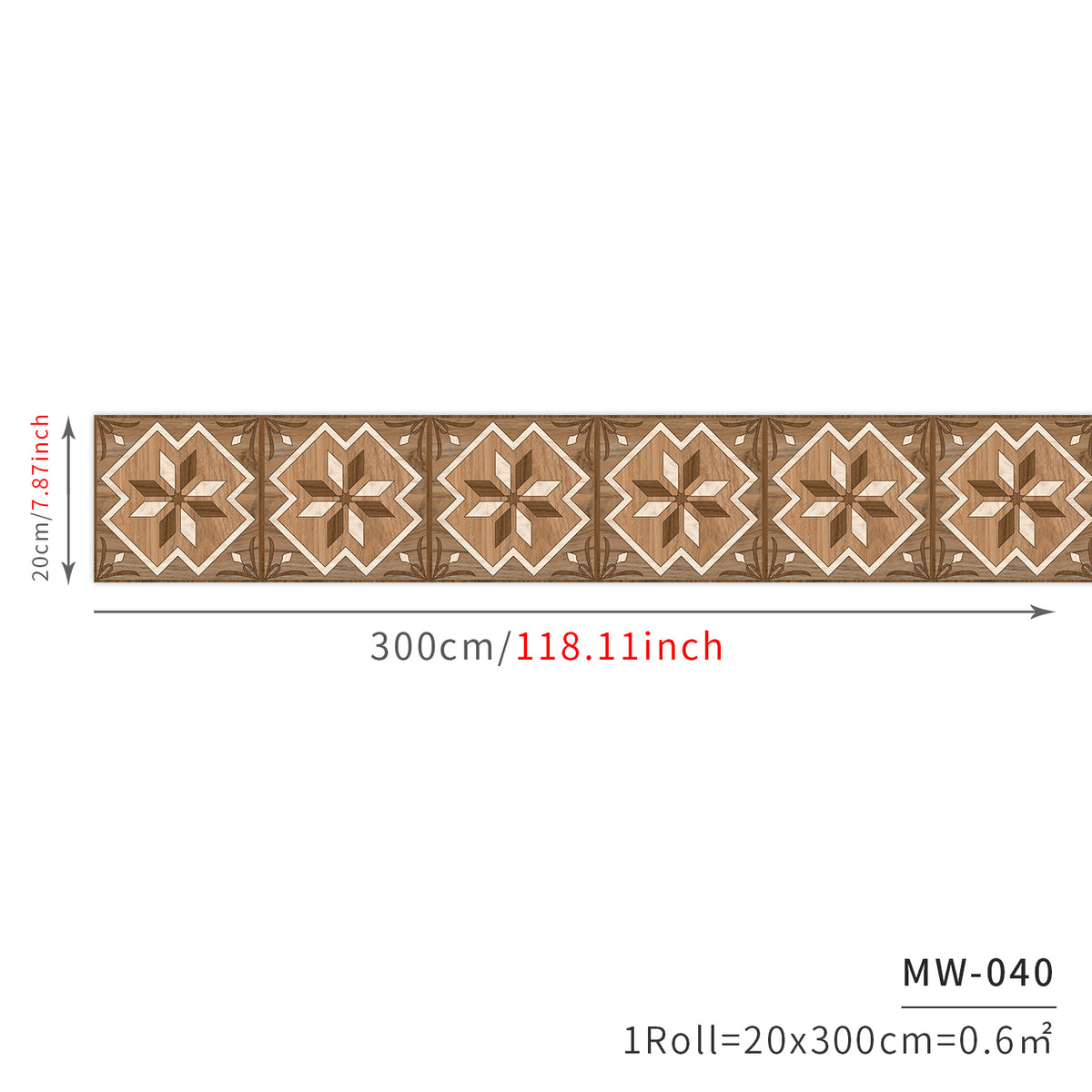 Decorative Wood Grain Contact Paper with Geometric Floral Patterns - Waterproof Vinyl Wallpaper