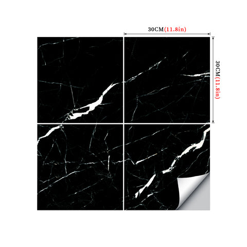 Black and White peel and stick marble floor tile Mirror Like Elegant Easy Installation