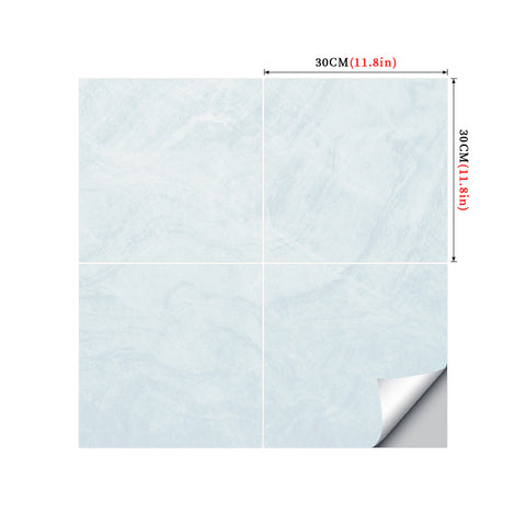 Light Blue Marble Mirrored Floor Sticker Fresh Easy Installation