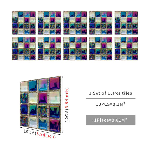 DIY Peel and Stick Tiles with Crystal Mosaic, Waterproof and Self-Adhesive for Home, Kitchen, and Bathroom