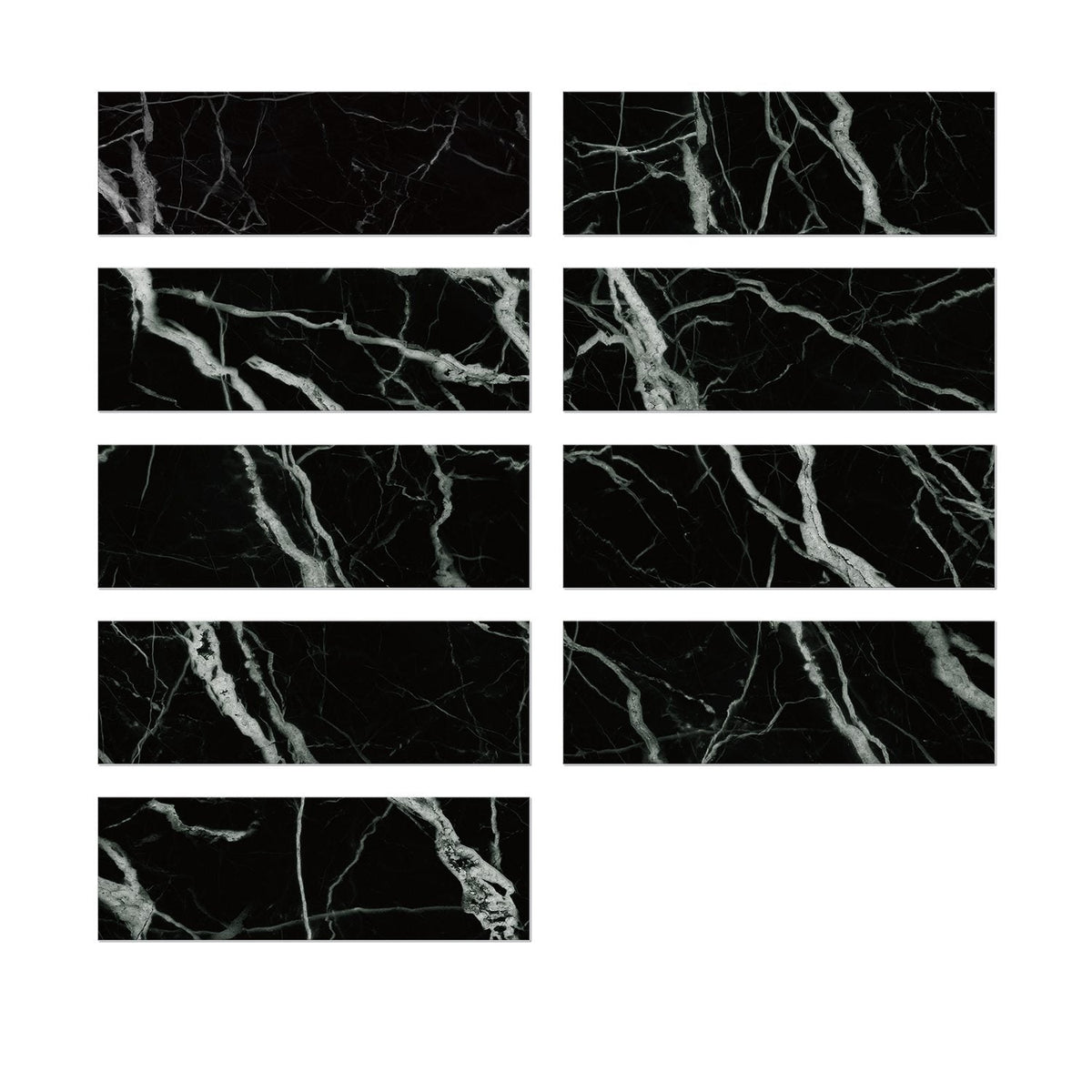 Black Marble Peel and Stick Floor Tile Stickers Waterproof Elegance