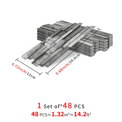 Special Shaped Marble Tile Sticker (Dark Grey) 12pcs Peel And Stick Wallpaper Luxury and Elegant Style Wall Decor