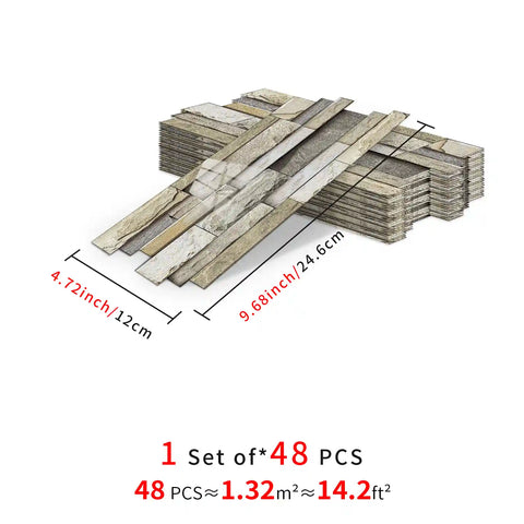 Special Shaped Marble Tile Sticker (Light Brown) 12pcs Peel And Stick Wallpaper Luxury and Elegant Style Wall Decor