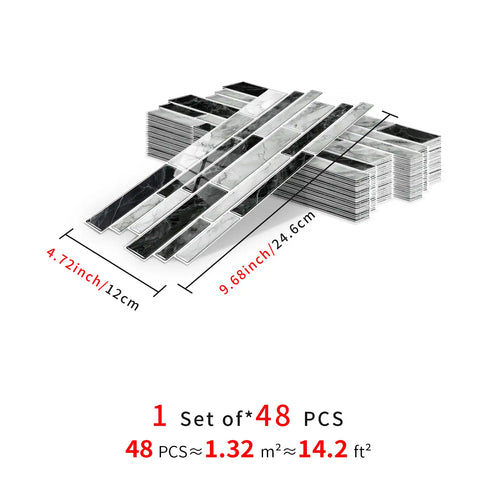 Special Shaped Marble Tile Sticker (Mixed Grey) 12pcs Peel And Stick Wallpaper Luxury and Elegant Style Wall Decor