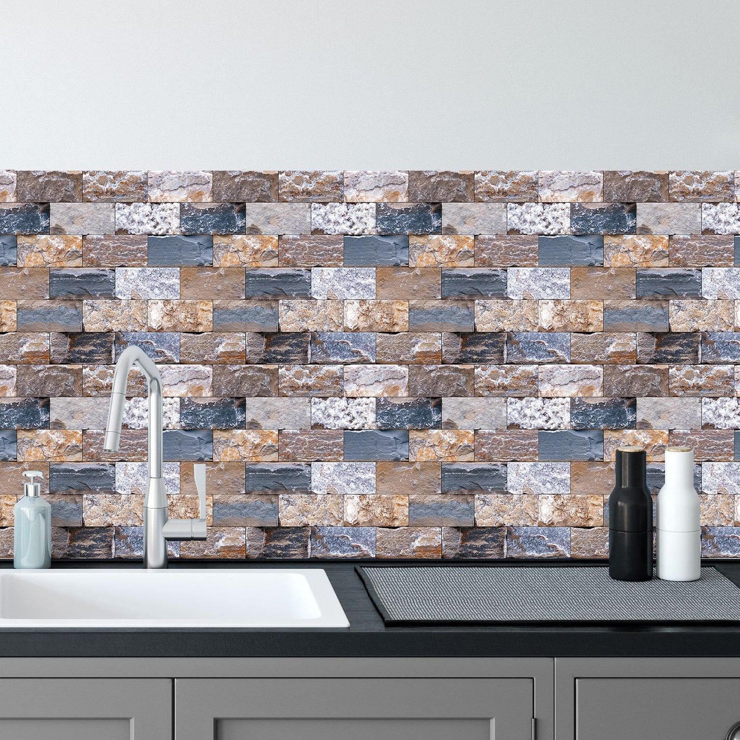 stone wallpaper for kitchen