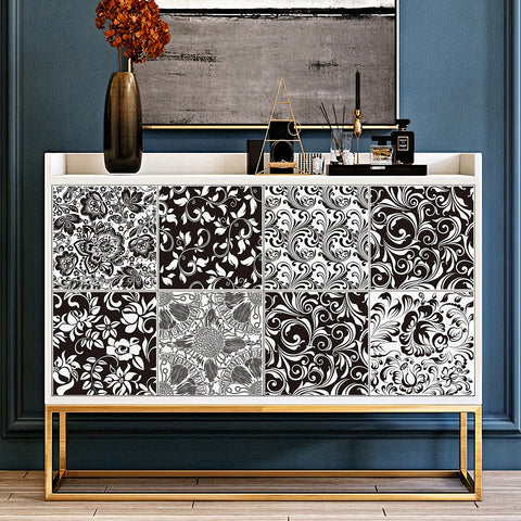 Classic black and white: the eternal elegance of tile stickers