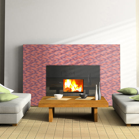 Brick Red Peel and Stick Stone Like Texture Wallpaper Tiles Wall Warm Stickers 10pcs