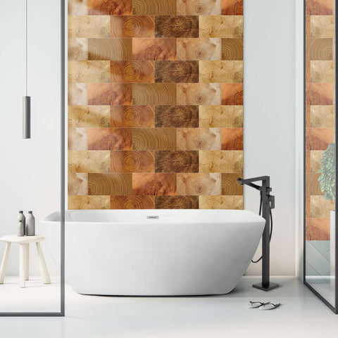 Effect Stick on Tiles for Bathroom Walls, Kitchen Backsplash, and Easy Home Renovation