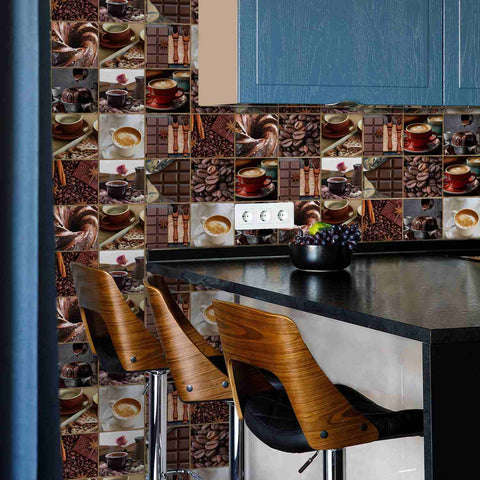 Create a Cozy Atmosphere with Coffee Bean Pattern Brick Decals Easy Peel and Stick Coffee Wall Stickers  for Kitchen, Bathroom, and Living Room