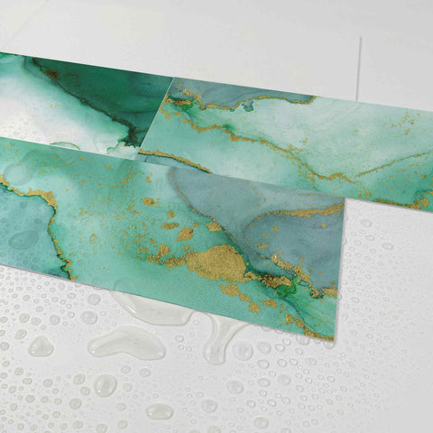 Turquoise Ocean Marble Self-Adhesive Wall Tiles for Kitchen and Home Decor