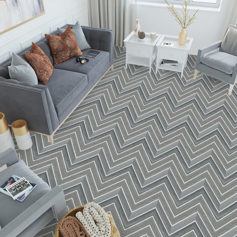 Herringbone Grey Wood Peel and Stick Vinyl Flooring for Living Room