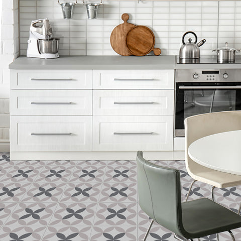 The Nordic symphony of mauve and gray, the simple beauty of art floor stickers