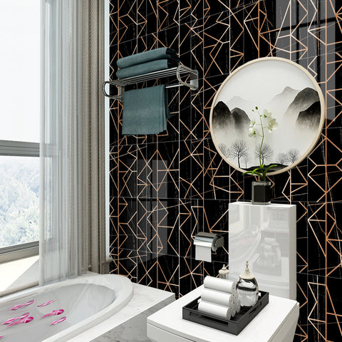 Mysterious black and gold tone: the luxurious charm of tile stickers