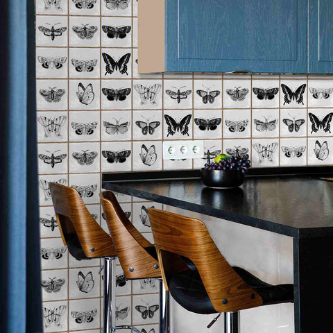Provence Butterfly Wall Tile Stickers - Stylish Peel and Stick Decals, Residue-Free, Set of 10, Perfect for Kitchen and Bathroom Decor