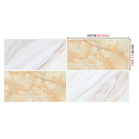 Environmentally Friendly Beige and Yellow Peel and Stick Marble Floor Tile Mix Style Mirror Like Easy Installation