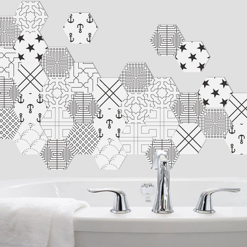 Geometric and abstract fusion tiles: modern artistic atmosphere