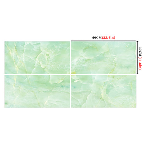 Green Marble Floor Tile Mirrored Easy Installation Peel and Stick Environmentally Friendly