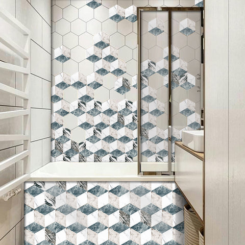 Marble and rock texture hexagonal tiles: geometric beauty, warm and steady