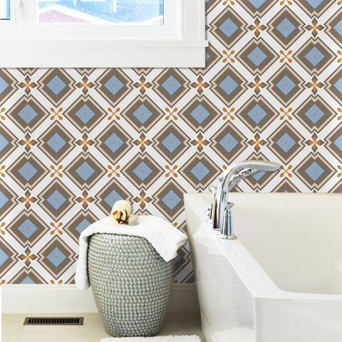 Stylish Beige and Blue Decorative Diamond Tile