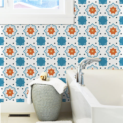 Vibrant Star Pattern Wall Tile