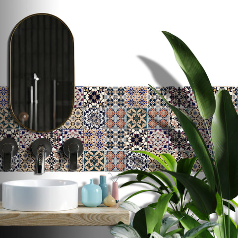 Retro floral tile stickers, injecting artistic atmosphere into the space