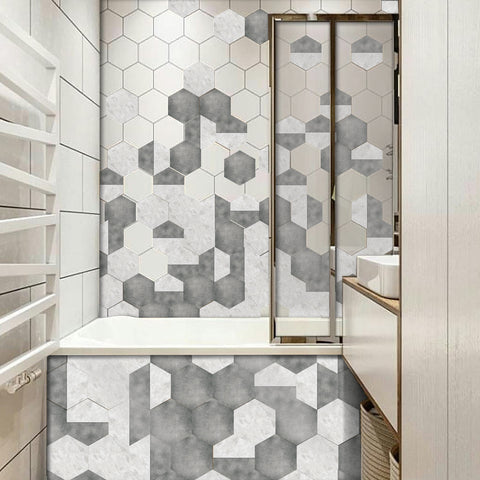 Simple gray and white hexagonal tiles: creative fashion, personality charm