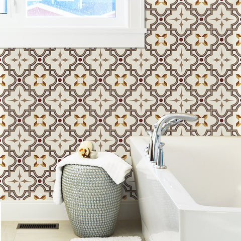 Beautiful Cream and Gold Flower Pattern Tile