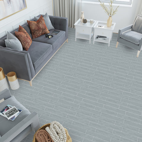Light Gray Checked Marble Floor Stickers TIles 5pcs Peel and Stick Minimalist Modern