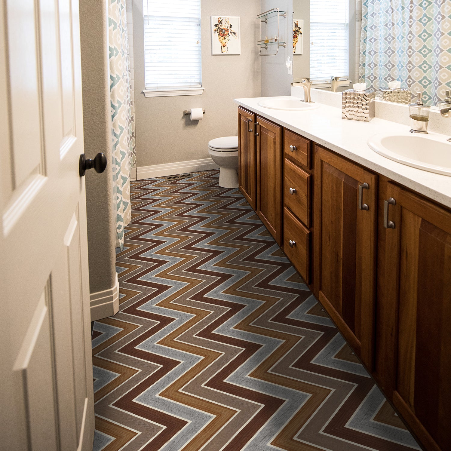 Oil-Proof Multicolor Twill Wood Floor Wallpaper for Kitchen
