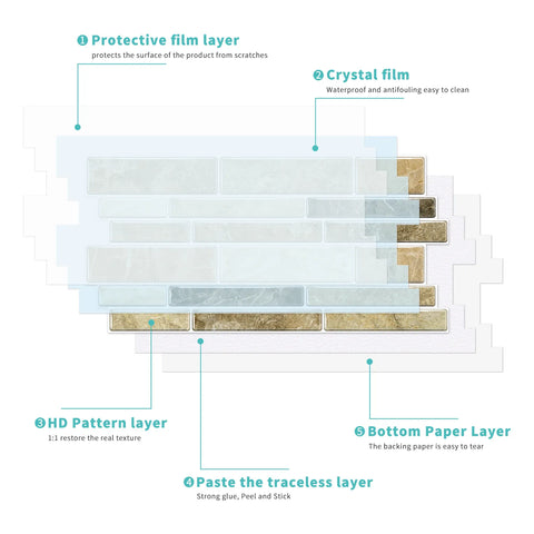 Special Shaped Marble Tile Sticker (Dark Yellow) 12pcs Peel And Stick Wallpaper Luxury and Elegant Style Wall Decor