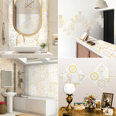 Luxury gold and white tone: the noble elegance of tile stickers