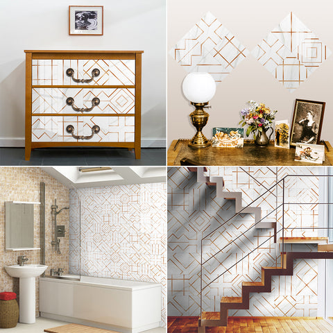 Modern gold and white: the stylish simplicity of tile stickers