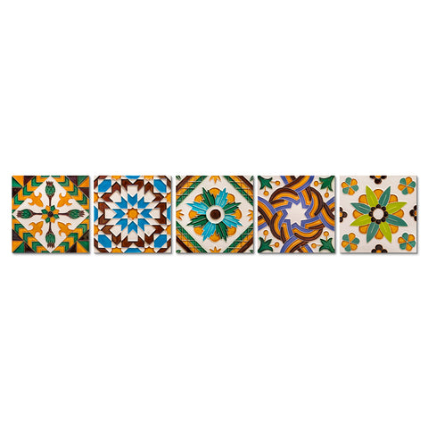 Colorful Mediterranean Warm and Energetic Thickened Frosted Tile Stickers 5 PCS