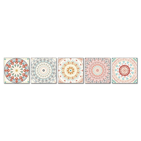 Pink and Orange Fantasy Warm Art Thickened Frosted Tile Stickers 5 PCS