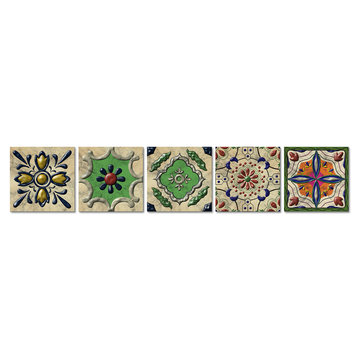 Green Vintage Nature Art Thickened Frosted Tile Stickers 5 PCS