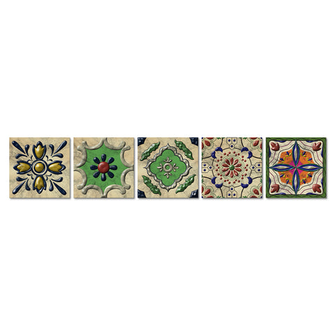 Green Vintage Nature Art Thickened Frosted Tile Stickers 5 PCS